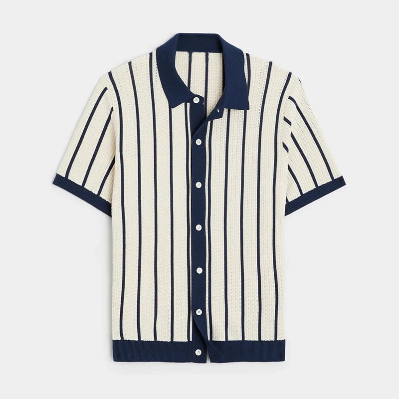 Striped Knit Polo Shirt