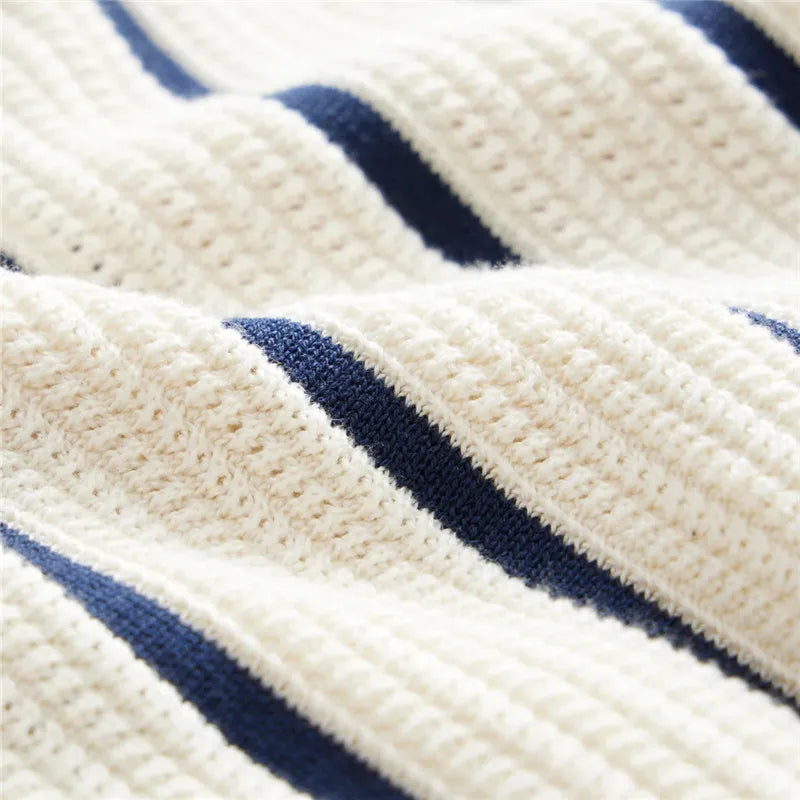 Striped Knit Polo Shirt